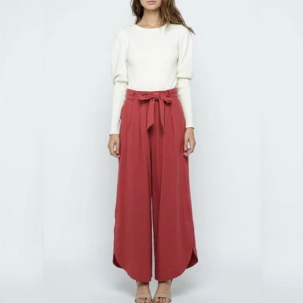 Pull&Bear Dusty Rose Wide Leg Paper Bag Pants